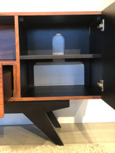 Load image into Gallery viewer, Furnitech FT78PF TV Stand up to 90" TV's in Brazilian Cherry finish with black matte finish legs.