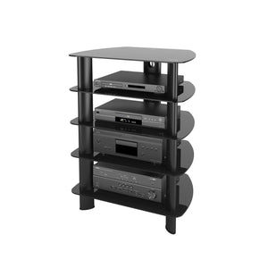 Laguna Satin Black Glass Component Stand Model #: TRL-801-C