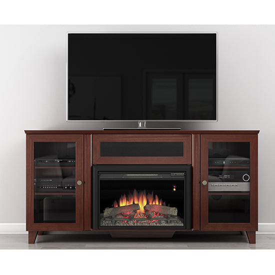 Furnitech FT70SCFB Shaker TV Stand Console with Electric Fireplace up to 80