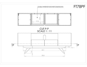 Furnitech FT78PF TV Stand up to 90" TV's in Brazilian Cherry finish with black matte finish legs.