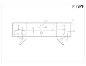 Furnitech FT78PF TV Stand up to 90" TV's in Brazilian Cherry finish with black matte finish legs.