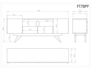 Furnitech FT78PF TV Stand up to 90" TV's in Brazilian Cherry finish with black matte finish legs.